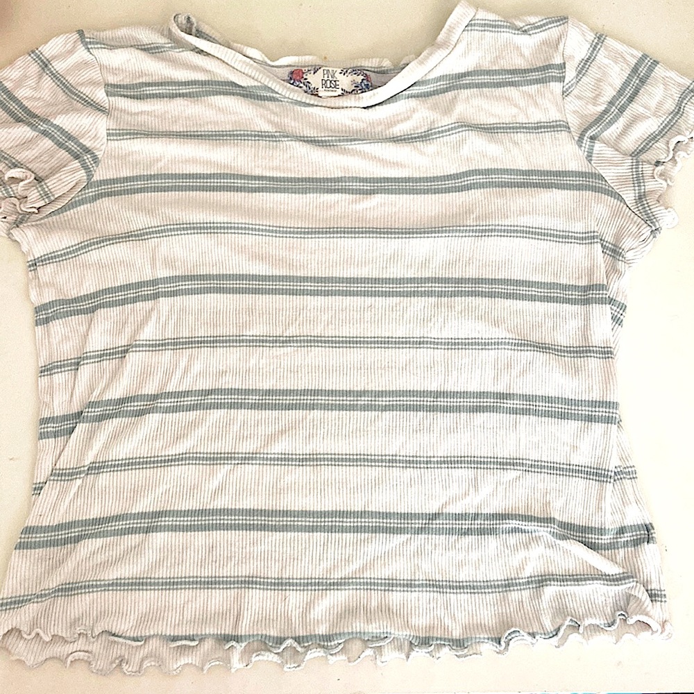 Size medium vintage fringe striped top from Vietnam by Pink Rose